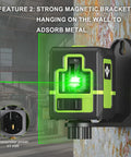 Laser Level With Tripod Self Leveling Green Cross Line For Picture Hanging Tile And Home Renovation Magnetic Mounting Bracket