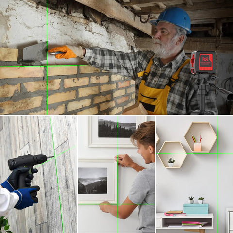 Cross Line Laser Level With Tripod Kit For 100 Ft Range Green Laser Self Leveling And Pulse Mode IP54 Waterproof in use for construction and home installations