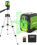 Laser Level With Tripod Kit Self Leveling 98Ft Bright Green Cross Line For Precise Picture Hanging Tile Alignment And Home Renovation Indoor Projects Includes Carrying Bag And Battery