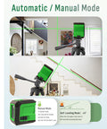 Laser Level With 50 Inch Tripod 360 Degree Self Leveling Cross Line Green Beam For Horizontal And Vertical Alignment