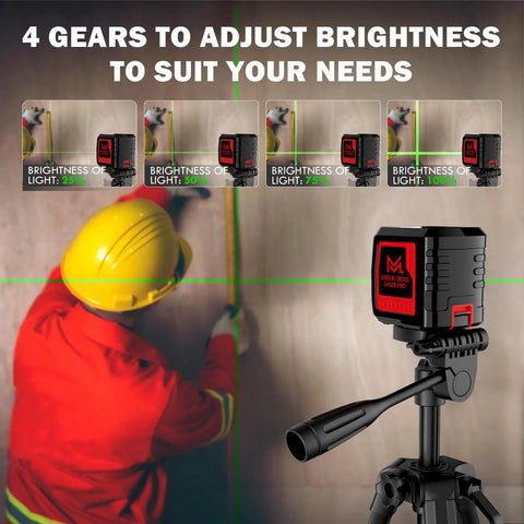 Cross Line Laser Level With Tripod Kit For 100 Ft Range Green Laser Self Leveling And Pulse Mode IP54 Waterproof Four Brightness Levels