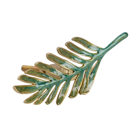 Set Of 2 Metal Green Leaf Cabinet Pulls And Drawer Handles With Simulated Leaf Shape Gradient Color And Glossy Finish