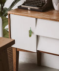 Set Of 2 Metal Green Leaf Cabinet Pulls And Drawer Handles With Simulated Leaf Shape Gradient Color And Glossy Finish installed