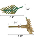 Set Of 2 Metal Green Leaf Cabinet Pulls And Drawer Handles With Simulated Leaf Shape Gradient Color And Glossy Finish, side and top view.