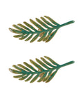 Set Of 2 Metal Green Leaf Cabinet Pulls And Drawer Handles With Simulated Leaf Shape Gradient Color And Glossy Finish