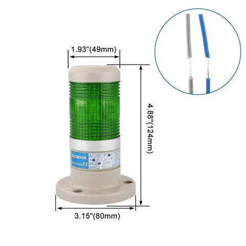 Green 24 V DC LED Industrial Signal Light Tower Lamp LTP 502T For Continuous All Round Warning With Direct Mount And Heavy Duty Plastic Housing 80 By 124 MM 184 G Baomain