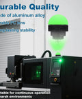 24V DC AC Three Color LED Signal Tower Indicator Go To All In One Single Layer Warning Light With Red Yellow Green LEDs IP65 Waterproof Continuous Visual Alert For Industrial Machinery Safety And Status Signaling shown on industrial equipment