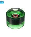 Green 70mm 78A Longboard Wheels With Red ABEC 9 Bearings 4 Pack, PU Wheel Set for Street Cruiser, Side View