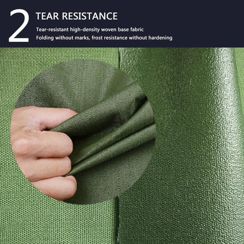 Close-up of tear-resistant green heavy duty mesh tarp demonstrating durability for outdoor use.
