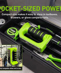Versatile 8 in 1 multitool hammer with ergonomic D-handle in tool box for compact storage