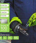 Green Nitrile Mechanic Gloves XLarge Diamond Grip Latex Free 6Mil Disposable holding automotive part