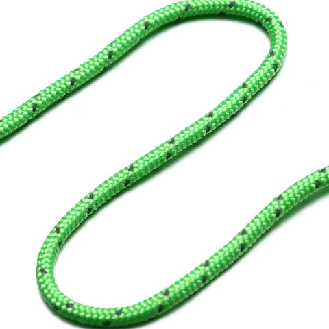 Bright green nylon rope from Stainless Steel Nylon Adjustable Rope Fastener With Fixed Buckle And Pulley For Awning Wind Ropes And Tent Ropes.