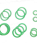 Green 18 Size Car AC Compressor O Ring Seal Kit With 270 Rubber O Rings To Prevent Leaks For Air Oil Gas Water laid out