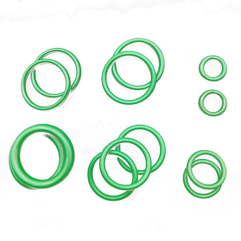 Green 18 Size Car AC Compressor O Ring Seal Kit With 270 Rubber O Rings To Prevent Leaks For Air Oil Gas Water laid out