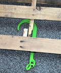 Workhorse Heavy Duty Pallet Puller Quick Rig Hook And Shackle 2 Ton 4000 Lbs WLL Forged Steel in use on wooden pallet.
