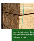 Heavy Duty PET Strapping Coil Five Eighths Inch Wide 0.035 Inch Thick, 200 Feet, 1400 Lbs Break Strength, securing wood stack