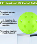 Green 100pc Pickleball Balls,40 Holes indoor Pickleball Balls with Mesh Bag, features durability and elasticity for indoor/outdoor play.