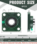8 Pcs UCF205-16 Pillow Block Bearing with 1" Bore Flange Mounted Pillow Block Ball Bearing Self Alignment Cast Iron Housing Steel Unit for Industry, Green dimensions