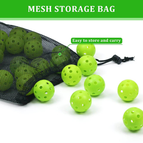 50 Pack Plastic Golf Balls Practice Limited Flight Golf Training Ball Hollow Swing Practice Indoor Balls with Mesh Drawstring Bag
