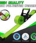 Heavy Duty Wheel Chock Tie Down Straps Set Two Pack With 4,400 Lb Max Break Strength And 2 Inch By 6 Foot Trailer Tire Straps