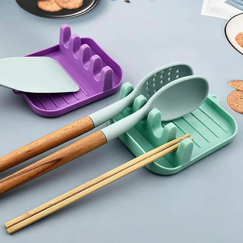 Spatula Rack, 2 Pcs 5 Inch x 5.7 Inch x 1.9 Inch Green and Purple Plastic Spatula Holder used for organizing kitchen utensils