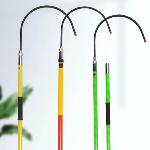 Insulated High Voltage Rescue Hook With Non Conductive Handle 2m Hot Stick Rescue Tool For Electric Shock Emergencies in green and yellow