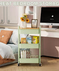 Three Tier Rolling Cart With Table Top Heavy Duty Metal Utility Cart With Locking Wheels And Hooks For Office Classroom Kitchen And Bathroom Sturdy Storage Organizer On Wheels By Johgee in bedroom setup.