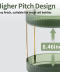Close-up of green 360 Degree Rotating Makeup Organizer for Vanity showing 2-tier large capacity with 8.46-inch height for tall bottles