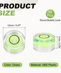 Ten pieces of round bubble levels in green for precise, quick leveling on cameras, tripods, telescopes, frames, and workshop setups.