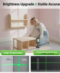 Self Leveling Laser Level With 40 Inch Tripod for DIY projects showing green cross line with 150 Ft indoor range