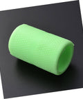 Green silicone grip cover sleeve for handle, non-slip, vibration absorbing, hand protector, food-grade, 2.04 x 1.18 x 1.18 inches for tattoo tools.