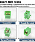 Six Pack 40A Square Auto Fuses For SUVs Cars Trucks Boats Beefed Up Low Profile Box Style Fuses With Time Delay Copper Alloy Contacts