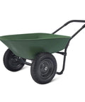 3.7 Cubic Feet Garden Wheelbarrow with 330 Pound Capacity, Lightweight Steel Frame and Plastic Tub, Inflatable Rubber Wheel, Green Wheelbarrow for Landscaping, Yard Work, Home Projects, and Outdoor Cleanup