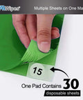 Sticky Mat Adhesive Pads For Cleanrooms 24 By 36 Inches 5 Pack With 30 Sheets Per Pack Total 150 Sheets Green Cleanroom Floor Mats being peeled