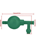 Side view of green Three Valve Suction Bulb Pipette Filler for efficient liquid transfer in laboratories, durable rubber construction.