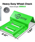 Heavy Duty E Track Wheel Chock Tie Down Kit With Rubber Blocks For ATV UTV And Lawn Mower Transport 4500Lb Break Strength Includes 4 Wheel Chocks And 2 E Track Ratchet Straps Trekassy