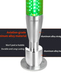 Industrial Warning Light Tower 24V DC With All Metal Aluminum Body And Bulletproof PC Cover showing green light and aluminum components