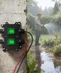 IP65 Waterproof Dual Light Switch Box Built To Endure Outdoors For 12V To 24V Systems, 30A DPST Toggle Switch, Four PG9 Cable Glands