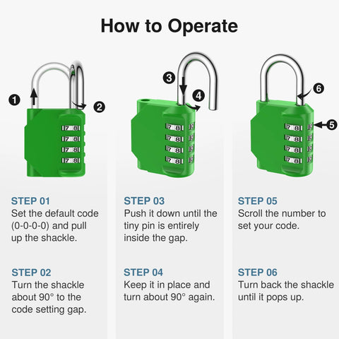 How to operate 4 Digit Resettable Waterproof Padlock For Outdoor Use With Ten Thousand Possible Combinations Ideal For Gym Lockers, Green