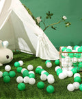 Green Ball Pit Balls - Crush Proof Plastic Balls for Ball Pit Pack of 100pcs Set for Toddlers Ball Pool Playtent Tunnels with Reusable Storage Bag - 2.16 Inch (White+Green)