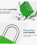 4 Digit Resettable Waterproof Padlock For Outdoor Use With Ten Thousand Possible Combinations Ideal For Gym Lockers Toolboxes Gates Fences Storage Sports Lockers And Cabinets In Green Weather Resistant And Easy To Set showing zinc alloy body and carbon steel shackle