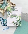 Handmade card with floral design using heart hole rectangular metal die cuts for DIY scrapbooking and card making, silver carbon steel