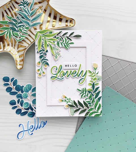 Handmade card with floral design using heart hole rectangular metal die cuts for DIY scrapbooking and card making, silver carbon steel