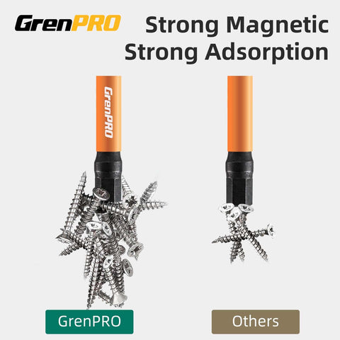 22 Piece Magnetic Hex Bit Set 2 Inch Long SAE and Metric Hex Bits Quick Release in use, demonstrating strong magnetic adsorption with screws.