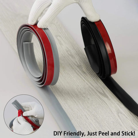 Trimold Carpet to Tile Floor Transition Strip, Grey Self-Adhesive Threshold Edging Trim, 3m length, DIY installation.