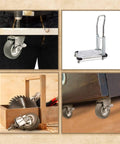 2 Inch Grey Caster Wheel Threaded Stem Mount 3/8 To 1.2 Inch, Dual Locking Brake shown in various applications and views
