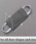 Grey baby door latch cover silencer for nurseries, thick cushion with elastic straps, 2x4 inches, three-layer fabric
