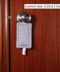 Door Silencer Jammer Latch Cover 3 Pack For Quiet Doors And Baby Safety installed on wood door knob