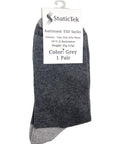 ESD Anti Static Socks For Work Unisex Static Dissipative Safety Socks in gray with label, suitable for cleanrooms and electronics.