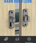90 And 180 Degree Flip Barn Door Lock 2 In 1 Privacy Security Sliding Latch Zinc Alloy Grey Finish Installed on Door